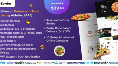 Eorder v1.0 Nulled - Multitenant Restaurant / Food Ordering Website (SAAS)