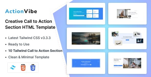 ActionVibe Nulled - Tailwind Call to Action Section Template