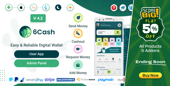 6Cash v4.2 Nulled - Digital Wallet Mobile App with Laravel Admin Panel
