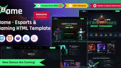 Bame Nulled - Esports & Gaming HTML Template