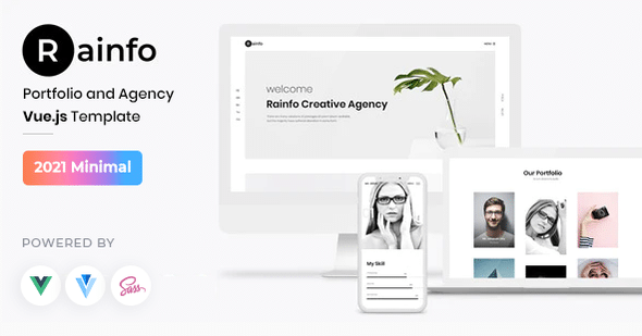 Rainfo Nulled - Vue JS Minimal Agency and Portfolio Template