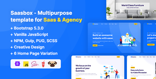Saasbox Nulled - Multipurpose HTML Template for Saas & Agency