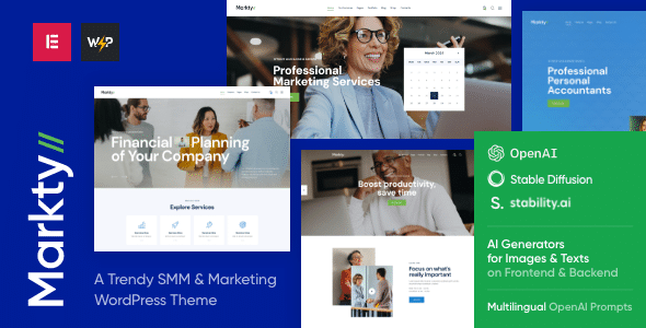 Markty v1.0 Nulled - SMM & Marketing WordPress Theme