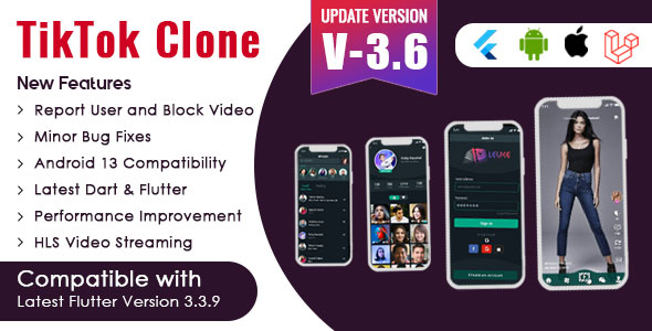 Flutter Nulled - TikTok Clone | Triller Clone & Short Video Streaming Mobile App for Android & iOS v3.6