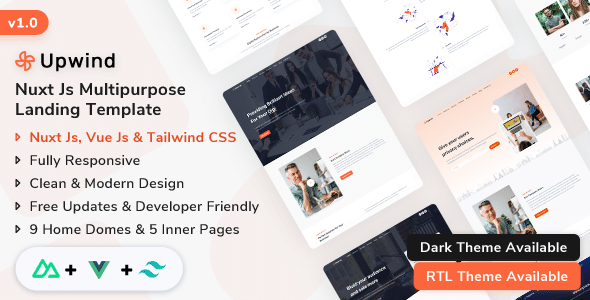 Upwind Nulled - Nuxt Js Landing Page Template