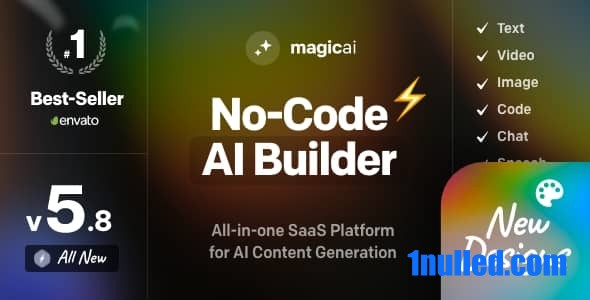 MagicAI v5.8.0 Nulled - OpenAI Content, Text, Image, Video, Chat, Voice, and Code Generator as SaaS
