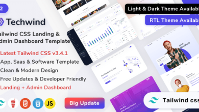 Techwind v2.2.0 Nulled - Tailwind CSS Multipurpose App, Saas & Software Landing & Admin Dashboard Template